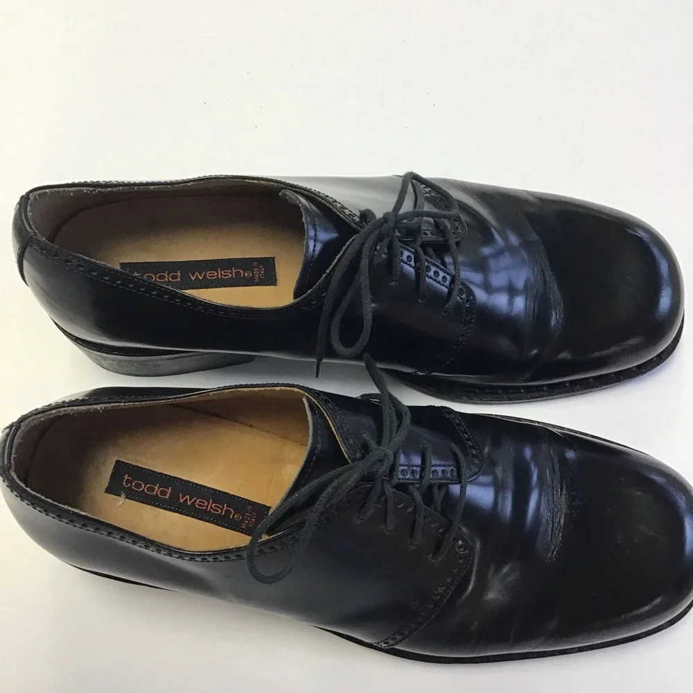 Todd Welsh Black Leather Lace Up Oxfords‎ Sz. 11.5